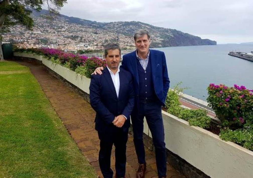 Marco Birri (à esquerda) veio à Madeira avaliar as condições para receber o Europeu de pólo aquático. Foto DR